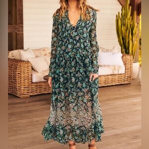 Free people see it through Maxi Dress with Button Detail- small